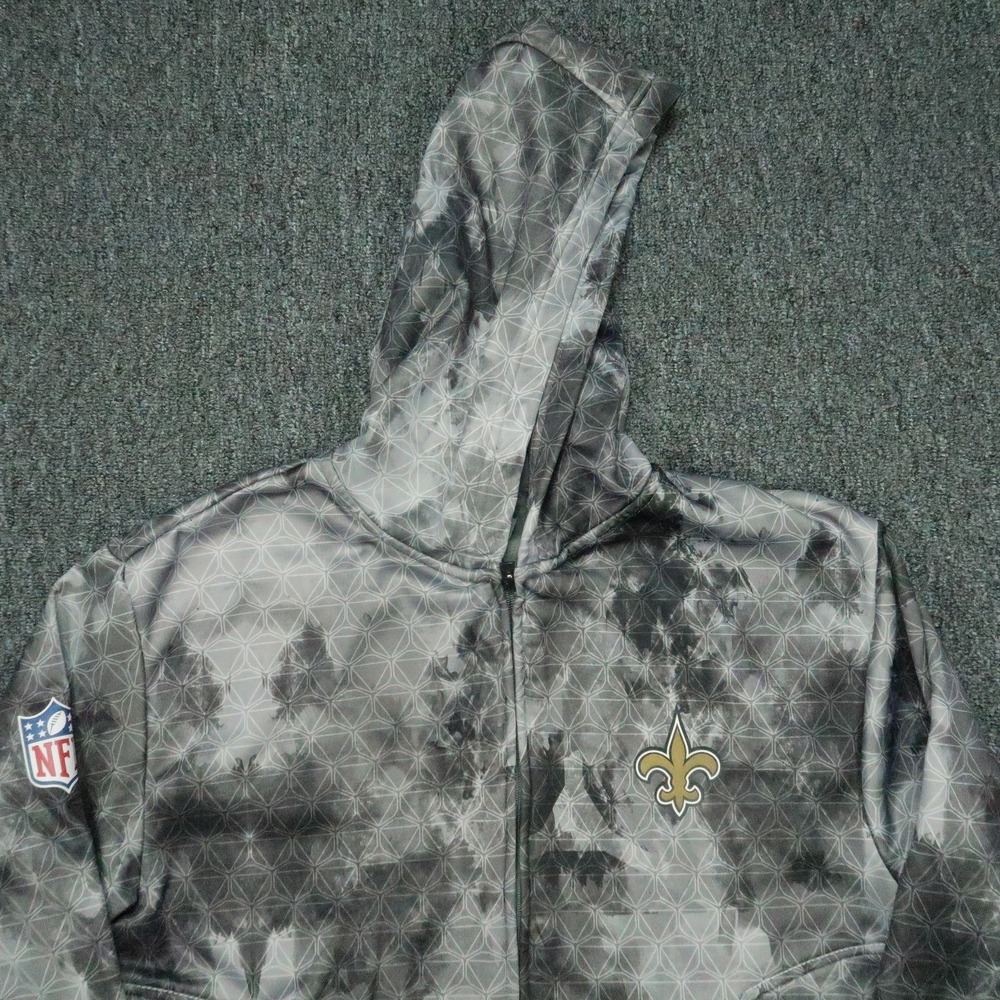 New Orleans Saints Jacket Mens Large NFL Football Reebok Onfield Full Zip Hoodie - Picture 2 of 12